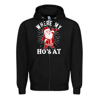 Black where my ho's at funny santa christmas pun naughty xmas humor gift Zipper Hoodie - linhVisuals