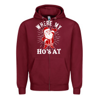 Burgundy where my ho's at funny santa christmas pun naughty xmas humor gift Zipper Hoodie - linhVisuals