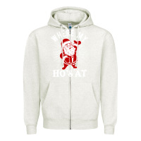 Oatmeal Heather where my ho's at funny santa christmas pun naughty xmas humor gift Zipper Hoodie - linhVisuals