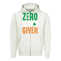 Oatmeal Heather zero lucks given funny st patricks day joke quote lucky shamrock irela Zipper Hoodie - linhVisuals