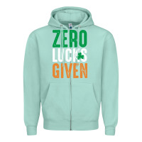 Seafoam zero lucks given funny st patricks day joke quote lucky shamrock irela Zipper Hoodie - linhVisuals