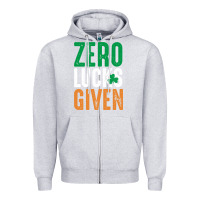 Heather Grey zero lucks given funny st patricks day joke quote lucky shamrock irela Zipper Hoodie - linhVisuals