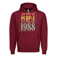 Burgundy vintage 1988 awesome people are born in 1988 31st birthday gift for me Zipper Hoodie - linhVisuals