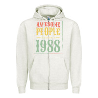 Oatmeal Heather vintage 1988 awesome people are born in 1988 31st birthday gift for me Zipper Hoodie - linhVisuals