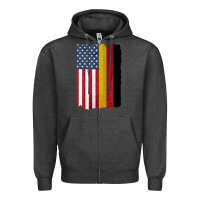 Charcoal Heather united states with germany flag mix us and german country flags Zipper Hoodie - linhVisuals