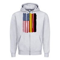 Heather Grey united states with germany flag mix us and german country flags Zipper Hoodie - linhVisuals