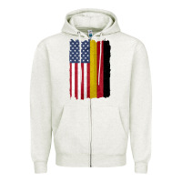 Oatmeal Heather united states with germany flag mix us and german country flags Zipper Hoodie - linhVisuals