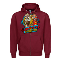 Burgundy chip and dale anime character Zipper Hoodie - linhVisuals