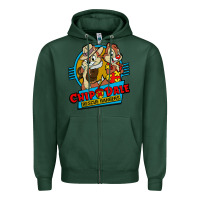 Sports Green chip and dale anime character Zipper Hoodie - linhVisuals
