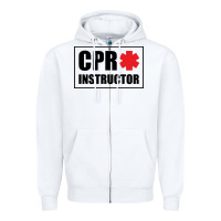 White cpr instructor Zipper Hoodie - linhVisuals