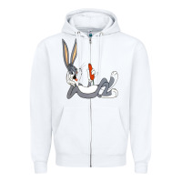 White funny rabbit 3 Zipper Hoodie - linhVisuals