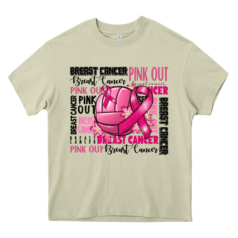 Volleyball Pink Out Breast Cancer Heavy Core Tee by RanaPortraitStore | Teevron
