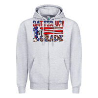 Heather Grey batter up 1st grade Zipper Hoodie - JahusDesignShop
