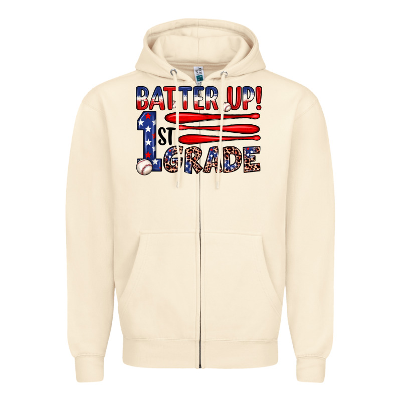Batter Up 1st Grade Zipper Hoodie by JahusDesignShop | Teevron