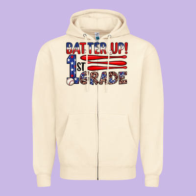 Batter Up 1st Grade Zipper Hoodie Designed By Jahusdesignshop