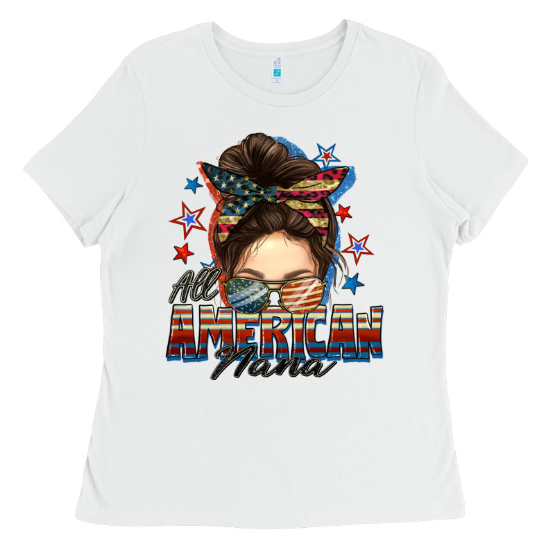 All American Nana Messy Bun Ladies Tee by FaDigitalArtStudio | Teevron