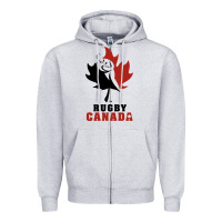 Heather Grey canada rugby Zipper Hoodie - linhVisuals