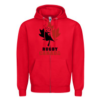 Red canada rugby Zipper Hoodie - linhVisuals