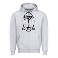 Heather Grey fiji national rugby Zipper Hoodie - linhVisuals