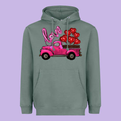Valentines Day Turck With Balloons Heavyweight Hoodie Designed By Ranaportraitstore