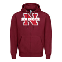 Burgundy nicholls state colonels wordmark Zipper Hoodie - linhVisuals