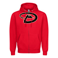 Red D Backs Baseball Zipper Hoodie - linhVisuals