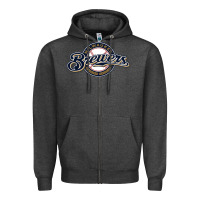 Charcoal Heather The Brew Crew Baseball Zipper Hoodie - linhVisuals