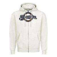 Oatmeal Heather The Brew Crew Baseball Zipper Hoodie - linhVisuals