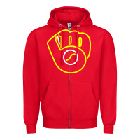 Red The Brew Crew Baseball Zipper Hoodie - linhVisuals