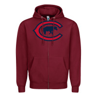 Burgundy The Cubbies Baseball Zipper Hoodie - linhVisuals
