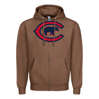 Chestnut The Cubbies Baseball Zipper Hoodie - linhVisuals