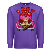 Purple valentines day tedybear truck Premium Sweatshirt - RanaPortraitStore