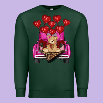 Valentines Day Tedybear Truck Premium Sweatshirt Designed By Ranaportraitstore