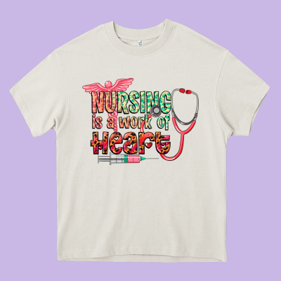 Cowgirl Nursing Is A Work Of Heart Heavy Core Tee Designed By Cowgirlartshop