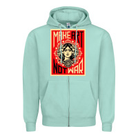 Seafoam make art no war Zipper Hoodie - linhVisuals