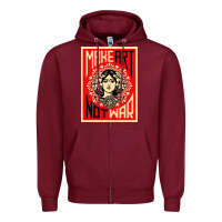 Burgundy make art no war Zipper Hoodie - linhVisuals