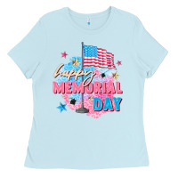 Baby Blue Happy Memorial Day Ladies Tee - FaDigitalArtStudio