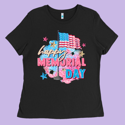 Happy Memorial Day Ladies Tee Designed By Fadigitalartstudio