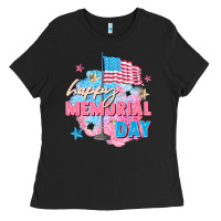 Black Happy Memorial Day Ladies Tee - FaDigitalArtStudio