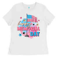 White Happy Memorial Day Ladies Tee - FaDigitalArtStudio