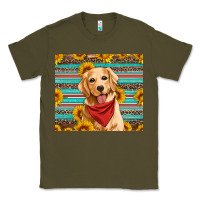 Army Green golden retriever with sunflowers Classic Tee - Artiststas