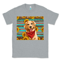 Heather Grey golden retriever with sunflowers Classic Tee - Artiststas