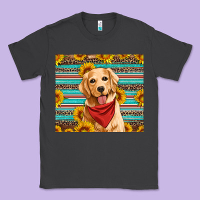 Golden Retriever With Sunflowers Classic Tee Designed By Artiststas