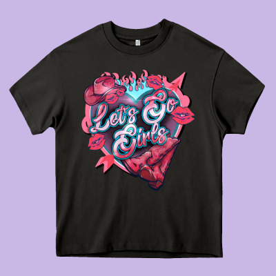 Let's Go Girls Pink Valentine's Day Heavy Core Tee Designed By Howdyjamesfarm