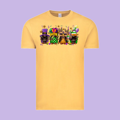 Mardi Gras Afro Gnomies Vintage Tee Designed By Fadigitalartstudio