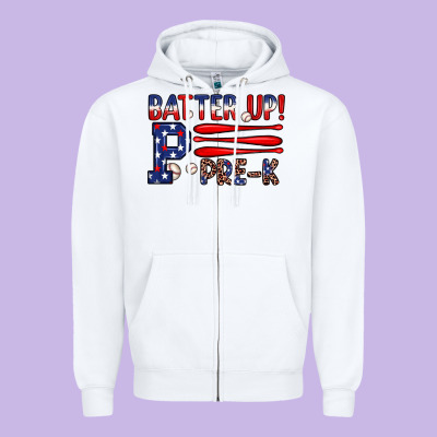Batter Up Pre K Zipper Hoodie Designed By Jahusdesignshop
