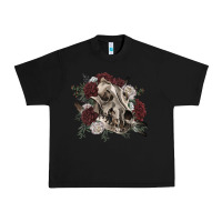 Black Floral boho wolf skull Urban Heavy Tee - RanaPortraitStore