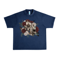 Navy Floral boho wolf skull Urban Heavy Tee - RanaPortraitStore