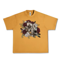 Peanut Butter Floral boho wolf skull Urban Heavy Tee - RanaPortraitStore