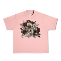 Salmon Floral boho wolf skull Urban Heavy Tee - RanaPortraitStore